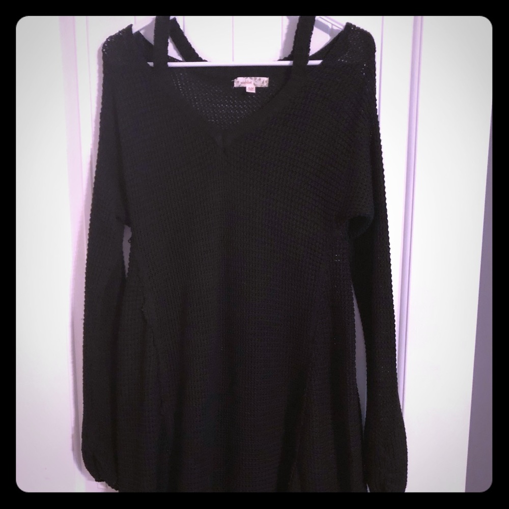 Women’s Wishlist Black Crochet Dress S/M V-Neck Off the Shoulder Unlined